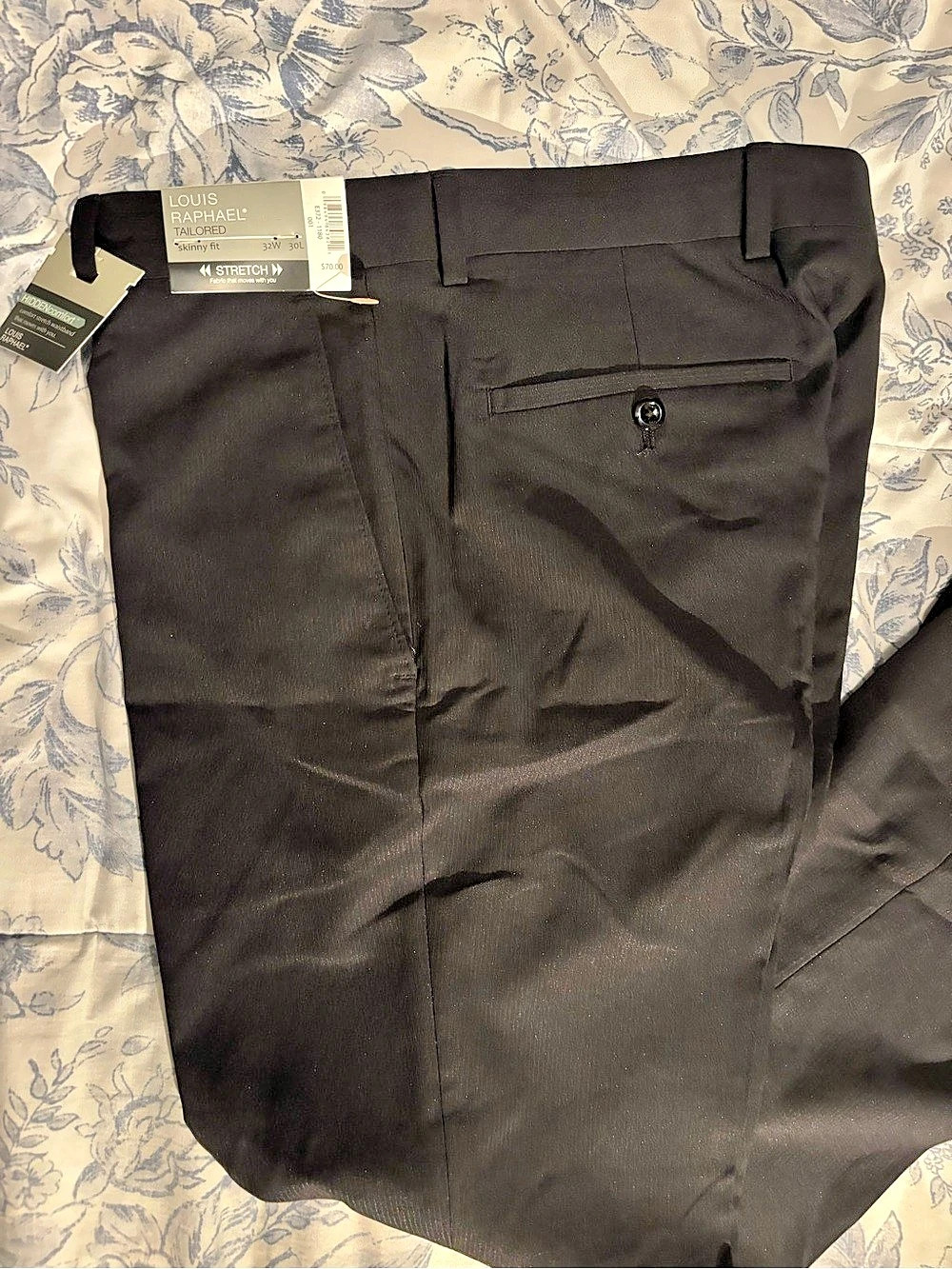 Louis Raphael Tailored Fit Skinny Dress Pants Black Waist 32 Length 30